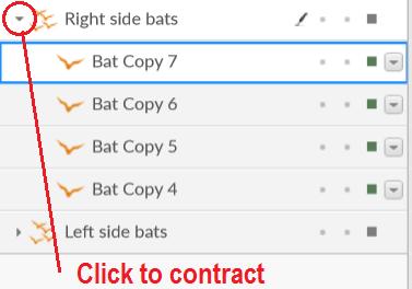 You can use the triangle left of the layer s name to expand or contract the list of