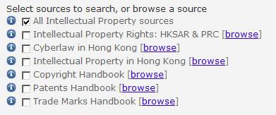 Un-check All Intellectual Property sources and select other sources as users need to search.