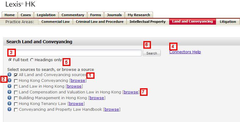 LAND AND CONVEYANCING Use this form to search within your subscribed Land and Conveyancing sources. 1. Sources.