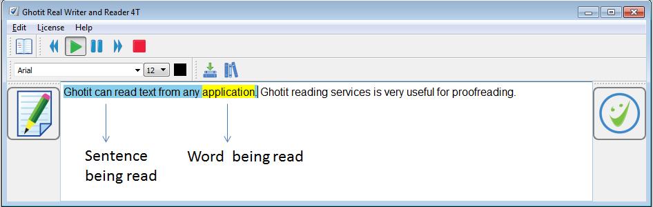 Reading Text: Integration with Common Applications Ghotit Real Writer&Reader 6 can read text from any text application e.g. browsers, text editors and e-mail clients.