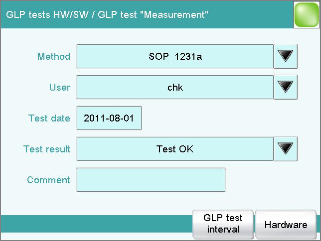 13.3 GLP tests for measurement and titration [Delete] [Edit] Delete the selected test tool from the list. Change the designation of the selected test tool. 13.