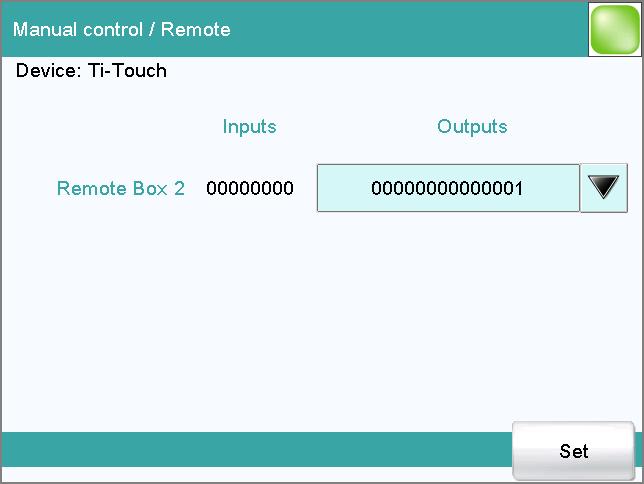 27.5 Remote 27.5 Remote Manual control Remote With the function [Remote], you can define manual output signals to the remote interface of a connected Remote Box.