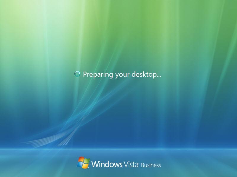 k. The Preparing your desktop screen appears.