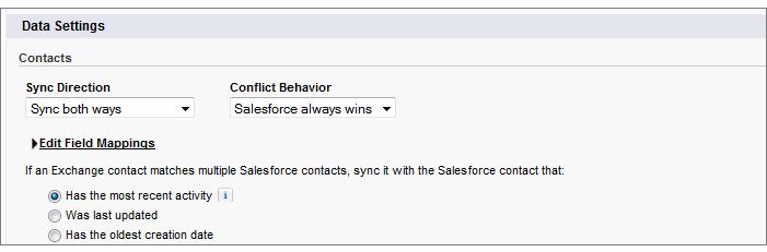 See the Big Picture for Setting Up Lightning Sync for Microsoft Exchange Define Sync Settings for Sales Reps Using Lightning Sync 5. Indicate the sync direction for your users contacts. 6.