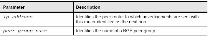 BGP neighbor next-hop-self Command R(config-router)#neighbor
