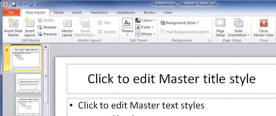 View Tab Advanced Make Changes to All Slides Step 1: Select the View tab and then click the Slide Master command.