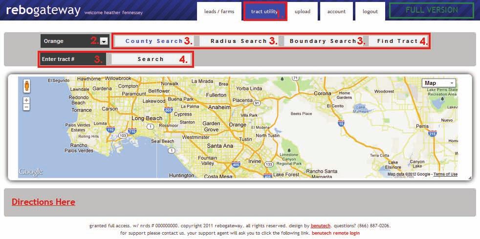 TRACT UTILITY Step1: Click on the Tab labeled Tract Utility in the top right hand corner of the page Step 2: Choose a county. From the drop down box you can select the County you wish to search in.