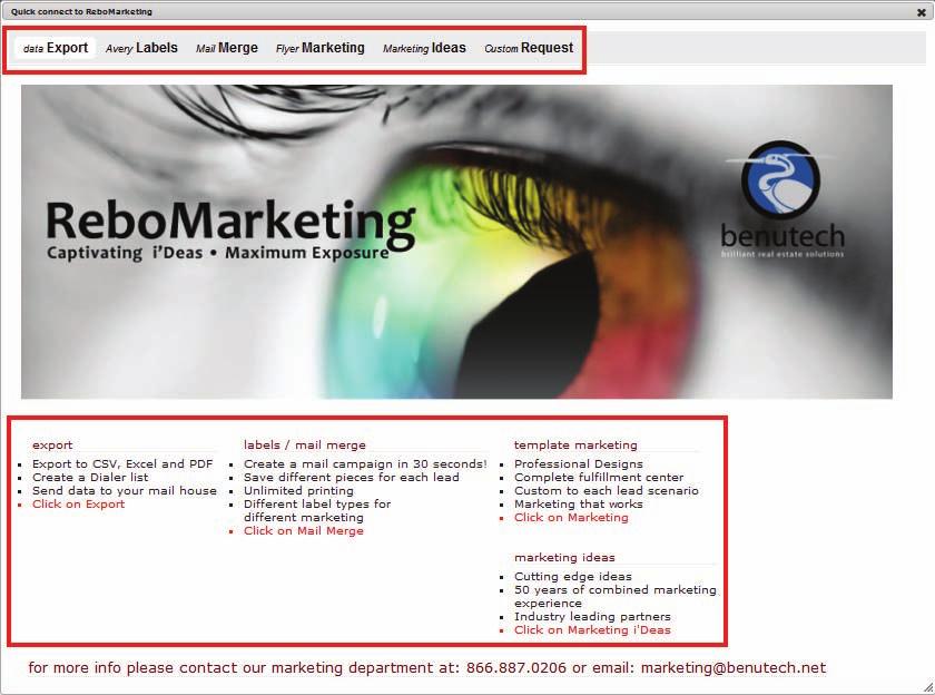 REBOMARKETING In ReboMarketing you are able to create marketing pieces for