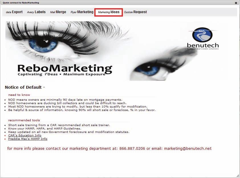 REBOMARKETING con t You are able to click on the small PDF icon to view and print the flyers.
