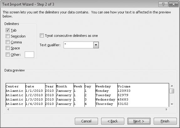 Creating PivotTables from External Data 253 On this page, you can choose the
