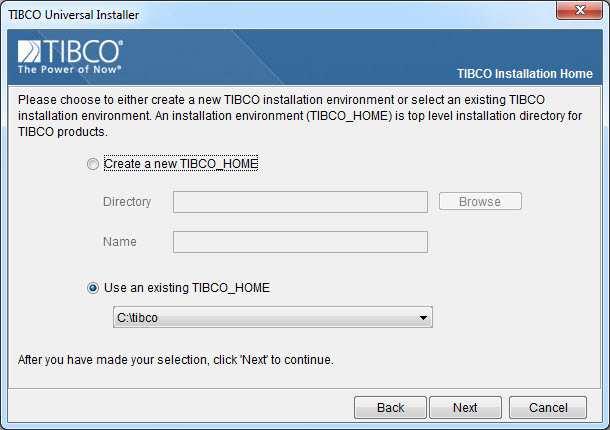Installation 9 Figure 1 TIBCO Installation Home An installation environment isolates product installations.