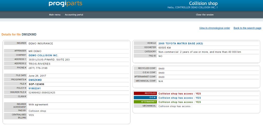ProgiParts Website To view the transactions history, go the Online order section in the left
