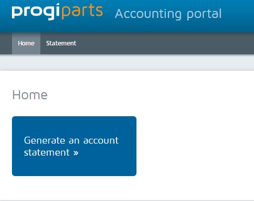 ProgiParts Website Accounting Portal Use this section to generate an account statement and indicate to Progi which invoices will paid.