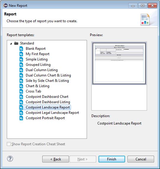 Eclipse IDE for BIRT Test Costpoint BIRT Plugins To test if the settings to Costpoint were correctly configured, complete the following steps: 1.