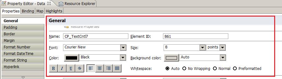 Customize a Report Template in Eclipse To set or change the format of the object, click Property Editor Data» Properties» General. You can change the font, point size, color, indentation, and so.
