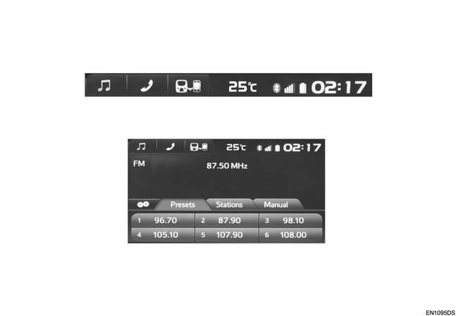1. BASIC FUNCTION 4. STATUS BAR Status bar is displayed on the top of audio screen, car information screen, etc. 1 QUICK GUIDE No. Function Page Select to display the Select audio source screen.
