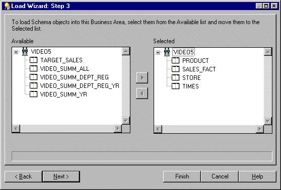Lesson 2: Connecting to Discoverer Administrator, using the Load Wizard and the Workarea Figure 3 9 Load Wizard: Step 3 dialog 12.