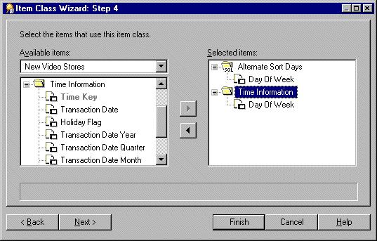 Lesson 7: Customizing items 6. Select the Alternate Sort item. This is the item that contains the alternative sort sequence. 7. Click Next to display the Item Class Wizard: Step 4 dialog.