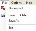 Exit - Disconnects and then closes c-treeace Query Builder. Options Clicking on the option menu item loads the c-treeace Query Builder options menu.