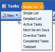 PTHS District 209 Outlook Web Access (OWA) Sort Tasks To sort your tasks, click the Tasks list on the main toolbar, and then select one of the following views: Simple List The subject and due date