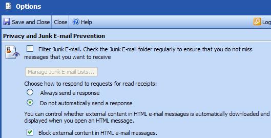 PTHS District 209 Outlook Web Access (OWA) Help Protect Your Privacy Outlook Web Access helps you control unwanted and unsolicited messages ("junk e- mail") and block links to external content that