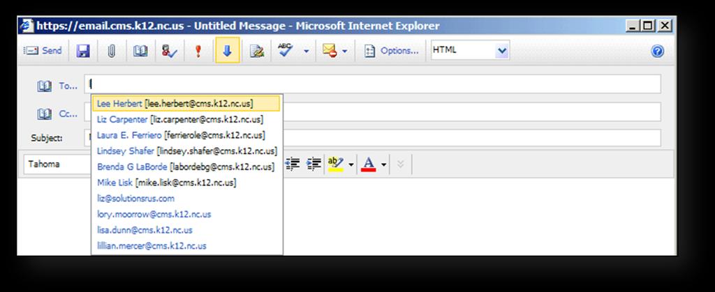 Page 14 Outlook 2007 Web Access Guide Properties The Global Address List also provides access to
