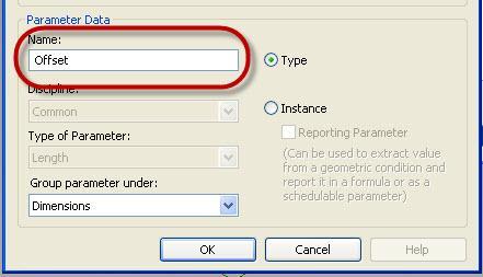 Create an offset parameter by selecting