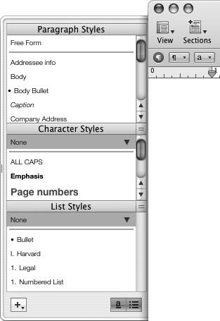 To open the Styles drawer: m Click the Styles button on the far left of the Format Bar (or choose View > Show Styles Drawer).