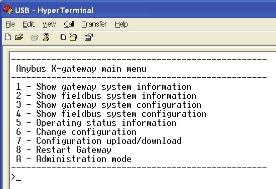 Make sure the settings are identical to those shown in the window above. Alternatively download a HyperTerminal session file from the HMS website 2, double click on it and select COM port.