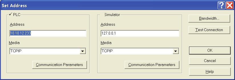 The IP address is the address to which the configuration is to be downloaded to if using TCP/IP for the project transfer. The following window will be visible.