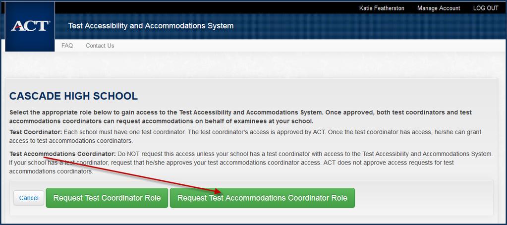 How to Request Test Accommodations Coordinator Access Follow these steps to request access to TAA as a test accommodations coordinator (TAC): If not already logged in, log in to the Test