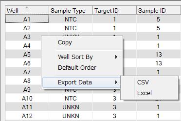 Right-click on the graph to display the menu. c. Select [Export Data] > [CSV] or [Excel]. d. The Save As screen is displayed. e. Select the save destination folder, assign a file name, and click Save.