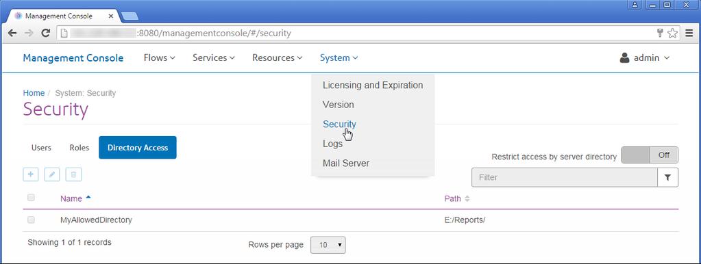 Getting Started In the browser version of Management Console, these settings are under System > Security.
