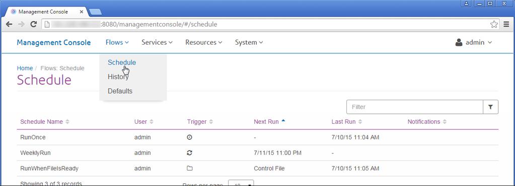 Getting Started Execution - File Monitor and Scheduling In the Windows client, File Monitor and Scheduling features are separate sections under Execution: In the browser version of Management