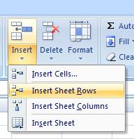 3. The Rows of a Spreadsheet Adding a New Row To add a new Row: You can only insert a new row above an existing one. To insert a new row: 2.