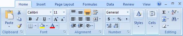 Starting Microsoft Excel The Ribbon Under the title
