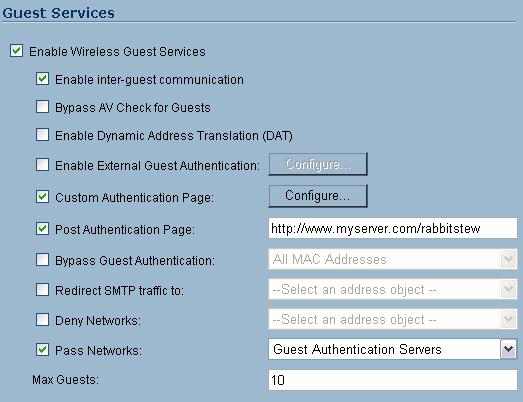 SonicPoint Virtual AP Configuration Tasklist SonicWALL Early Field Trial Draft Guest Services The Enable Wireless Guest Services option allows the following guest services to be applied to a zone: