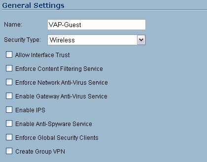 SonicWALL Early Field Trial Draft VAP Sample Configurations Configuring a Zone In this section you will create and configure a new wireless zone with guest login capabilities.
