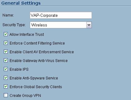 VAP Sample Configurations Configuring a VAP for Corporate LAN Access Configuring a Zone You can use a Corporate LAN VAP for a set of users who are commonly in the office, and to whom should be given