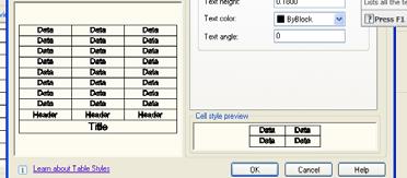 Adding Tables When you use the Specify insertion point option to place a table, the point at which the cursor is attached to the table is based on the table style direction.