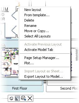 Pin Quick View Layouts Locks the Quick View layouts so they remains visible while you work in the drawing. New Layout Creates a new layout.