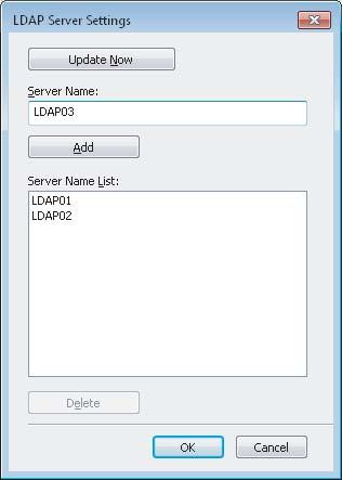 3 SETTING OPTIONS Setting up LDAP servers The [LDAP Server Settings] dialog box allows you to register LDAP servers.