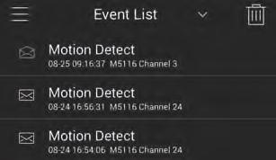 9 Smartphone and Tablet Apps Event List Overview 1. Event Details: Shows the details of each motion detection event.