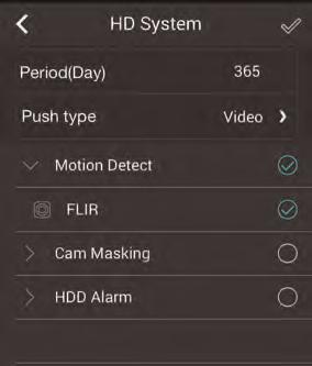 Tap Motion Detect and then check each channel you would like to receive push