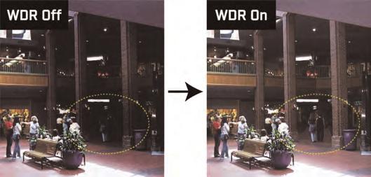 Example image for WDR setting Based on the network camera model, a DWDR (Digital Wide Dynamic Range) option is available.