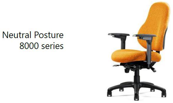 Chairs Backrest curvature designed to support lower back. Adjustable armrests, seat depth, and height.