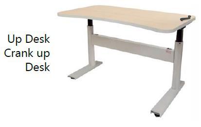 Desks Manual lift with light-touch hand crank, adjustable from