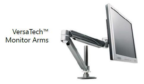 Monitors and Attachments Monitor Arms Adjustable monitor arm allows easy movement of computer screens.