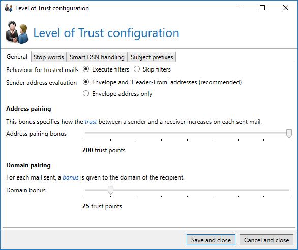 The Level of Trust system must be activated per rule. The settings are, however, implemented globally in the menu "Level of Trust" (Picture 176).