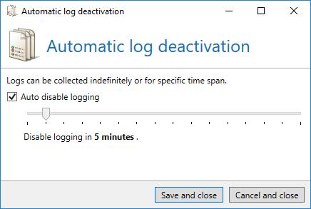 Troubleshooting Picture 187: Auto disable logging In the tab Debug settings, you can have additionally stored all mails to the hard drive before and after processing by